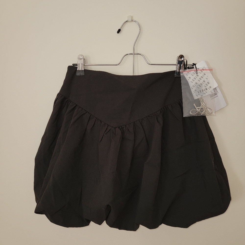 Plain Puff Bowknot Mini Skirt